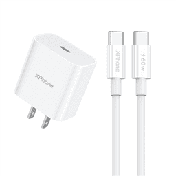 Bộ củ sạc nhanh Xphone XPAC20CC 20W kèm cáp C to C 60W 1m