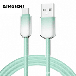 QIHUISHI Cáp sạc nhanh 65W với thiết kế màu sáng tối tinh thể băng cho iPhone và các thiết bị Huawei, USB-C đến bộ sạc bện sét