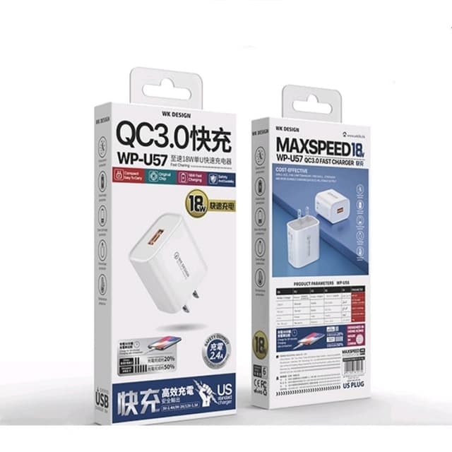 Củ sạc 1 cổng USB WK WP-U57 18W