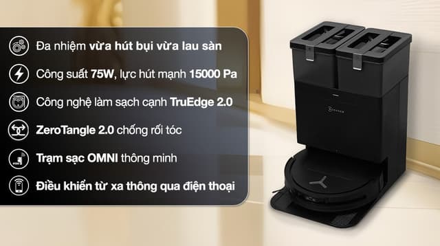 Robot hút bụi thông minh Ecovacs T50 Omni đen