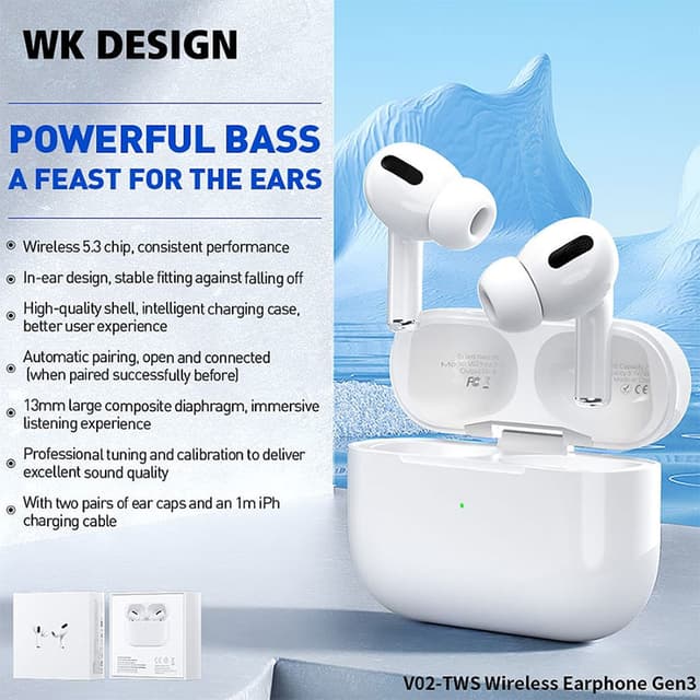 Tai nghe bluetooth WK TWS V02 (2 tai nghe)