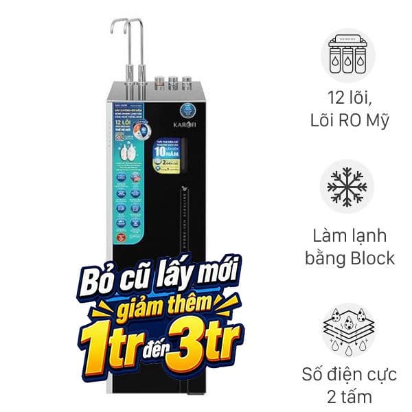 Máy lọc nước RO nóng nguội lạnh Hydrogen ion kiềm Karofi KAE-S688 12 lõi