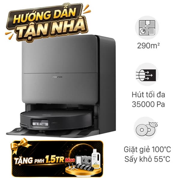 Robot hút bụi lau nhà Roborock Saros 20 Sonic Complete - Đen