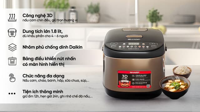 Sharp 1.8 lít KS-TH18E2O-RS 1.8 lít