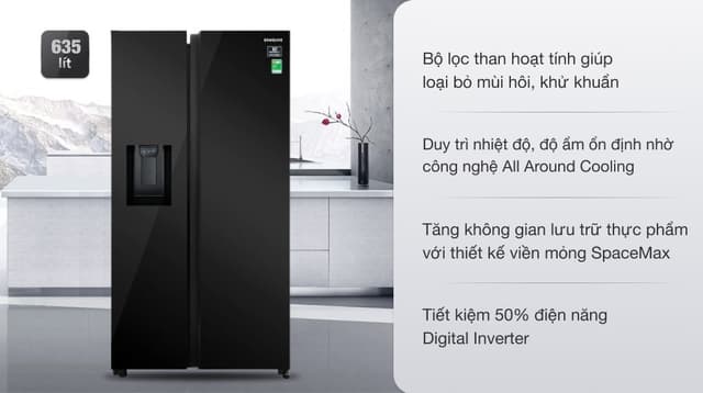 Samsung Inverter 635 lít Side By Side RS64R53012C 635 lít