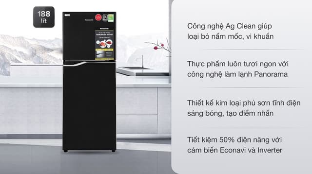 Panasonic Inverter 188 lít NR-BA229PKVN 188 lít