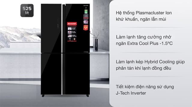 Sharp Inverter 525 lít Multi Door SJ-FXP600VG-BK 525 lít