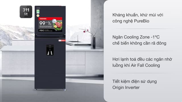 Toshiba Inverter 311 lít GR-RT395WE-PMV (06) 311 lít