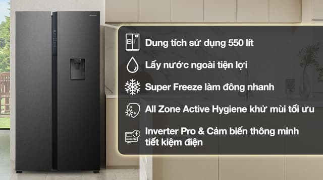 Hisense Inverter 550 lít Side By Side RS708N4EBND 550 lít