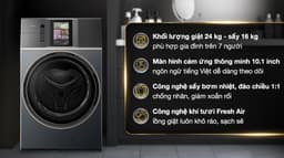 Haier L+ Inverter giặt 24 kg - sấy 16 kg HWD240-BD12LU1L (GN) 24kg