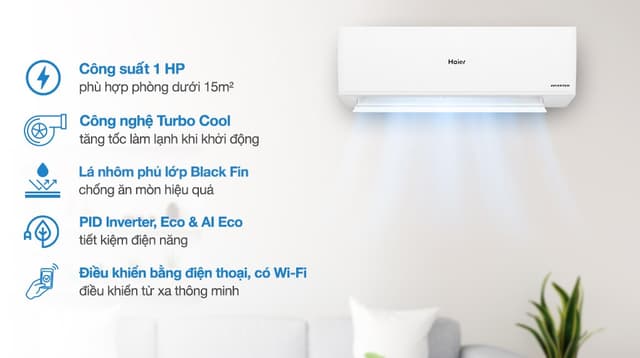 Haier Inverter 1 HP HR-10VQI 9.350 BTU