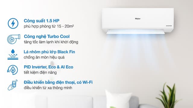 Haier Inverter 1.5 HP HR-13VQI 12.300 BTU