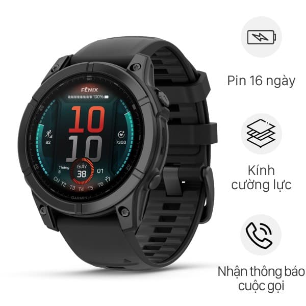 Garmin Fenix E viền thép dây silicone 47mm