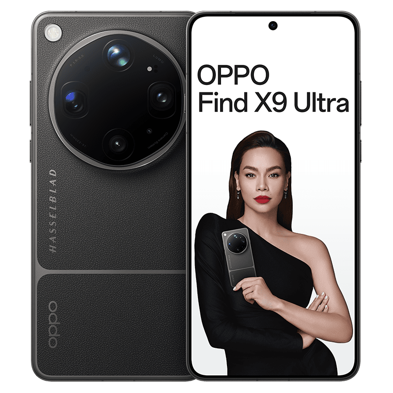 OPPO Find X9 Ultra màu đen, mặt lưng với cụm bốn camera