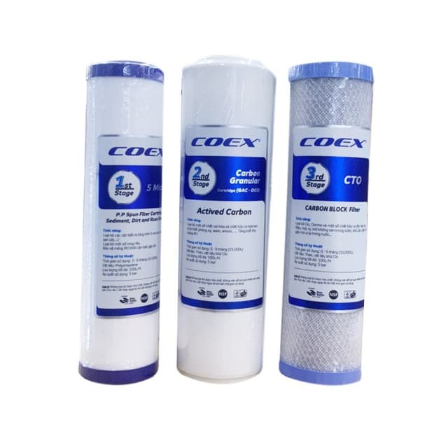 Bộ Combo 3 lõi lọc nước Coex 1,2,3