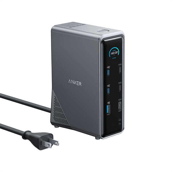 Trạm sạc Anker Prime (14-in-1, Dual Display, 160W) Xám (Gray) B2C_A83B6