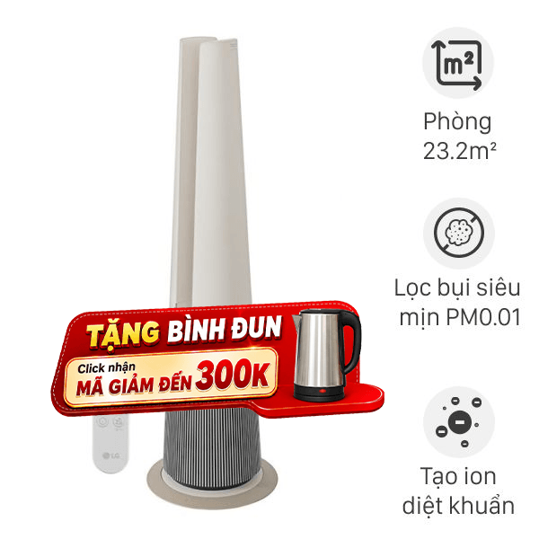 Máy lọc không khí kết hợp quạt LG PuriCare AeroTower Hit FS15GPBK0.ABAE 40W