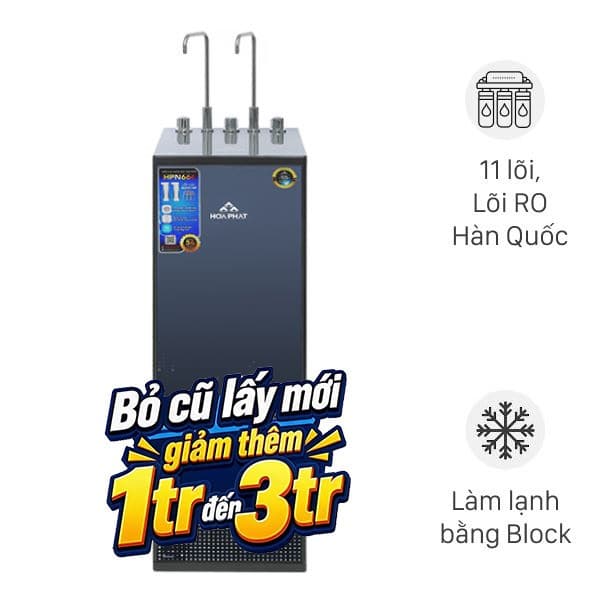 Máy lọc nước RO nóng nguội lạnh Hydrogen Hòa Phát HPN666 11 lõi