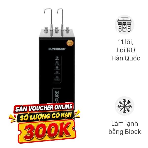 Máy lọc nước RO nóng nguội lạnh Hydrogen Sunhouse UltraPURE SHA76623KL 11 lõi