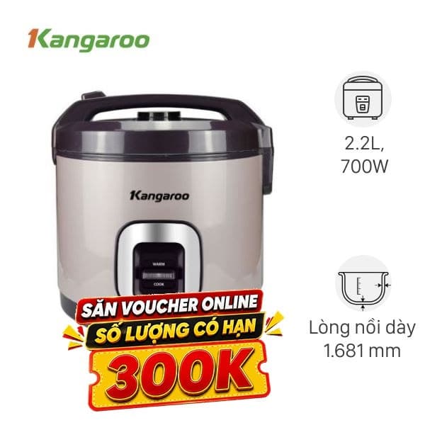 Kangaroo Nồi cơm nắp gài Kangaro 2.2 lít KGRC22M5G 2.2 lít