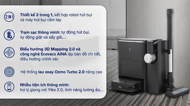 Robot hút bụi lau nhà Ecovacs Deebot X2 Combo