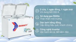 Sanaky Inverter 260 lít VH-3699W4K 260 lít