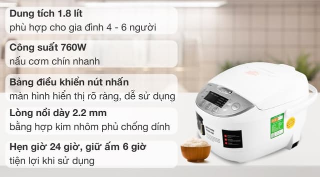 Toshiba 1.8 lít RC-18DH2PV (W) 1.8 lít