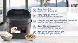 Toshiba 1.8 lít RC-18DR4TVN(H) - Xám đậm 1.8 lít