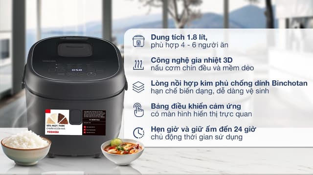 Toshiba 1.8 lít RC-18DR4TVN(H) - Xám đậm 1.8 lít
