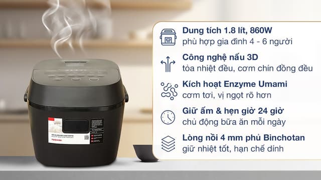 Toshiba 1.8 lít RC-18DR5UVN (H) 1.8 lít