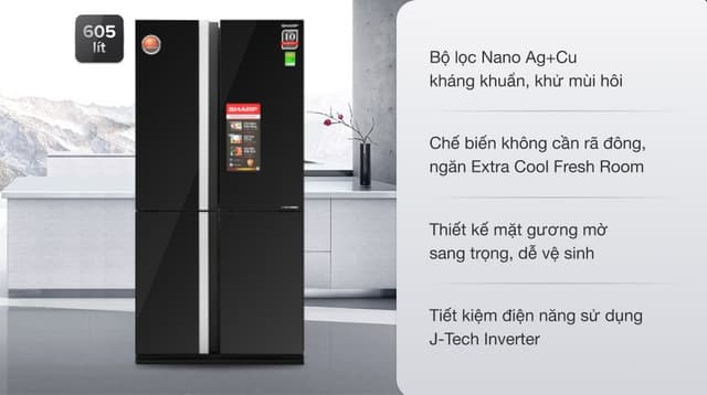 Sharp Inverter 605 lít SJ-FX688VG-BK 605 lít