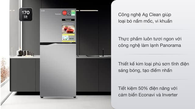Panasonic Inverter 170 lít NR-BA190PPVN 170 lít