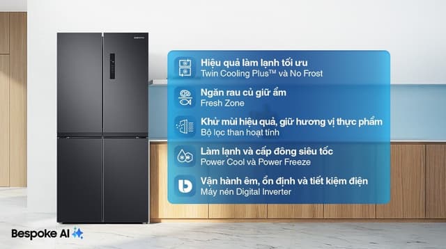 Samsung Inverter 488 lít Multi Door RF48A4000B4/SV 488 lít