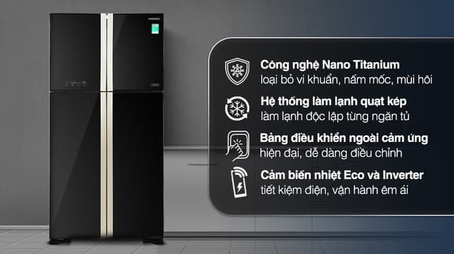 Hitachi Inverter 509 lít Multi Door R-FW650PGV8 GBK 509 lít