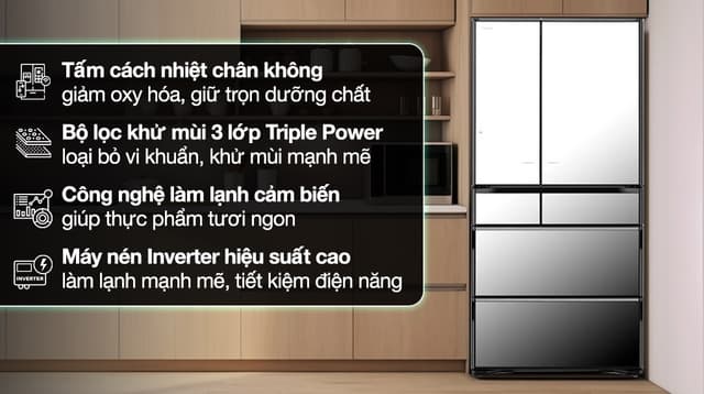 Hitachi Inverter 735 lít Multi Door R-ZX740KV X 735 lít