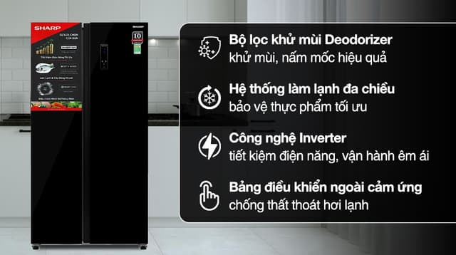 Sharp Inverter 532 lít Side By Side SJ-SBX530VG-BK 532 lít