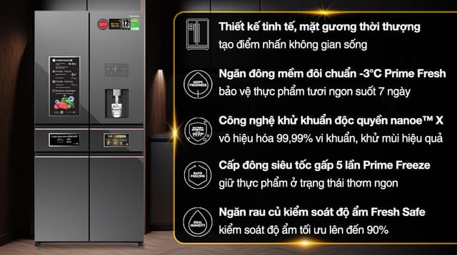 Panasonic Inverter 650 lít PRIME+ Edition Multi Door NR-WY720ZMMV 650 lít