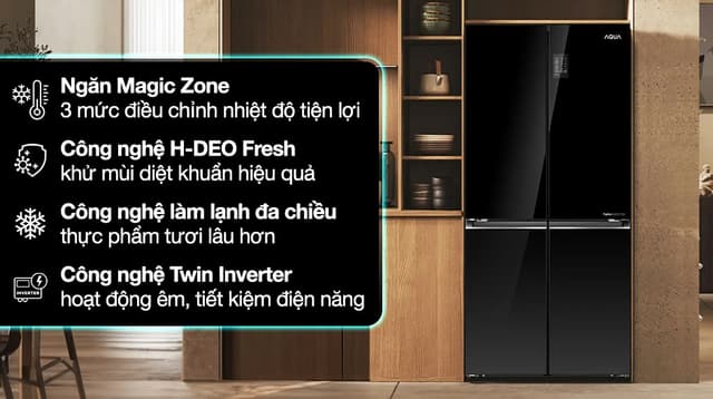 Aqua Inverter 469 lít Multi Door AQR-M536XA 469 lít