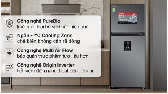 Toshiba Inverter 409 lít GR-RT535WEA-PMV(06)-MG 409 lít
