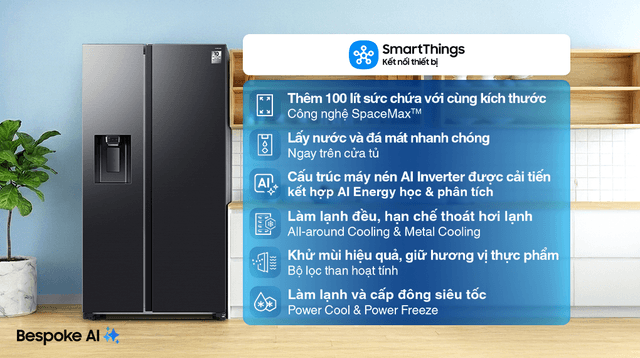 Samsung Inverter 635 lít Side By Side RS70F65K2FSV 635 lít