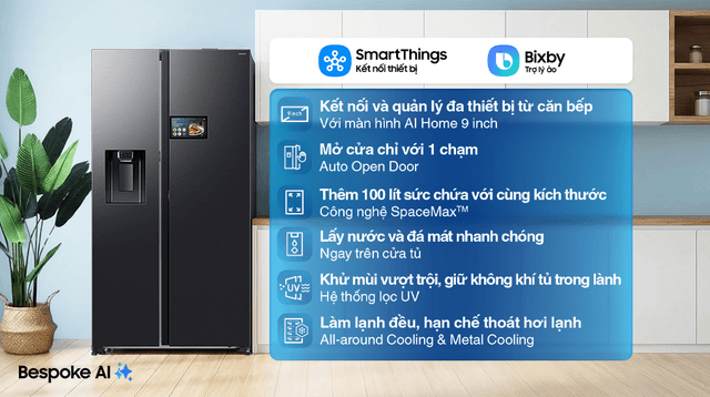 Samsung Inverter 615 lít Side By Side AI Home RS90F65D2FSV 615 lít