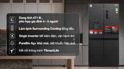 Toshiba Inverter 471 lít Multi Door GR-RF606WI-PMV(60)-AG 471 lít