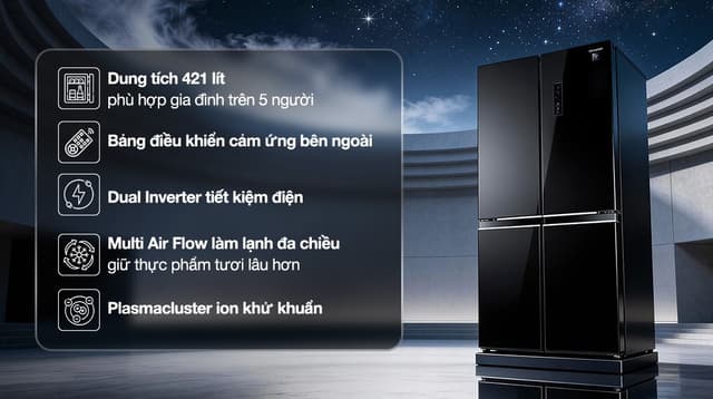 Sharp Inverter Multi Door 421 lít SJ-FXP510VG-BK 421 lít