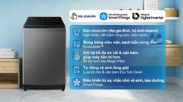 Samsung Ecobubble Inverter 17 kg WA17CG6442BDSV 17kg