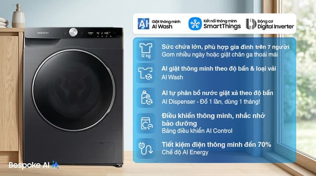 Samsung AI EcoBubble Inverter 12 kg WW12CGP44DSBSV 12kg