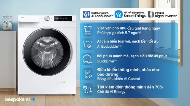 Samsung AI EcoBubble Inverter 10 kg WW10DG6U34LESV 10kg