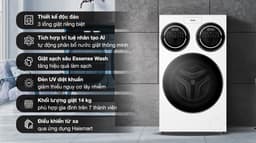 Haier 3 lồng MultiWash Inverter 14 kg (12 kg + 2x1 kg) HW140-BD14697WU1 14kg