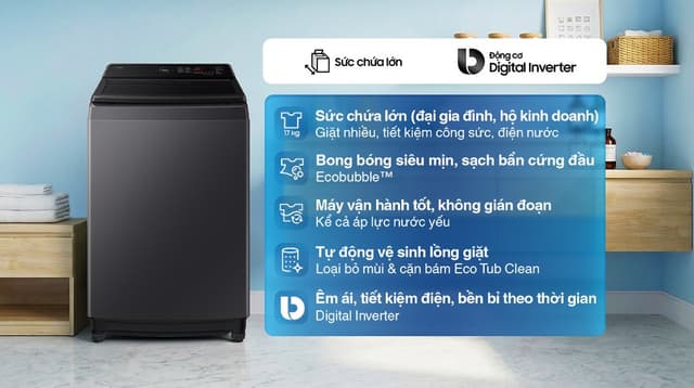 Samsung Ecobubble Inverter 17 kg WA40F17E7CSV 17kg