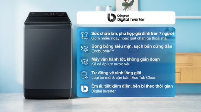 Samsung Ecobubble Inverter 12.5 kg WA40F12E4CSV 12.5kg