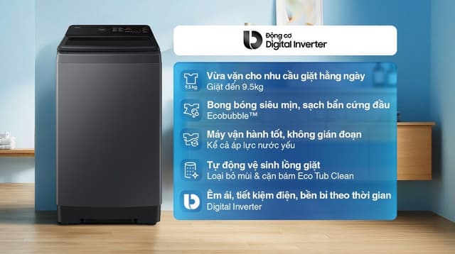 Samsung Ecobubble Inverter 9.5 kg WA40F95E1CSV 9.5kg